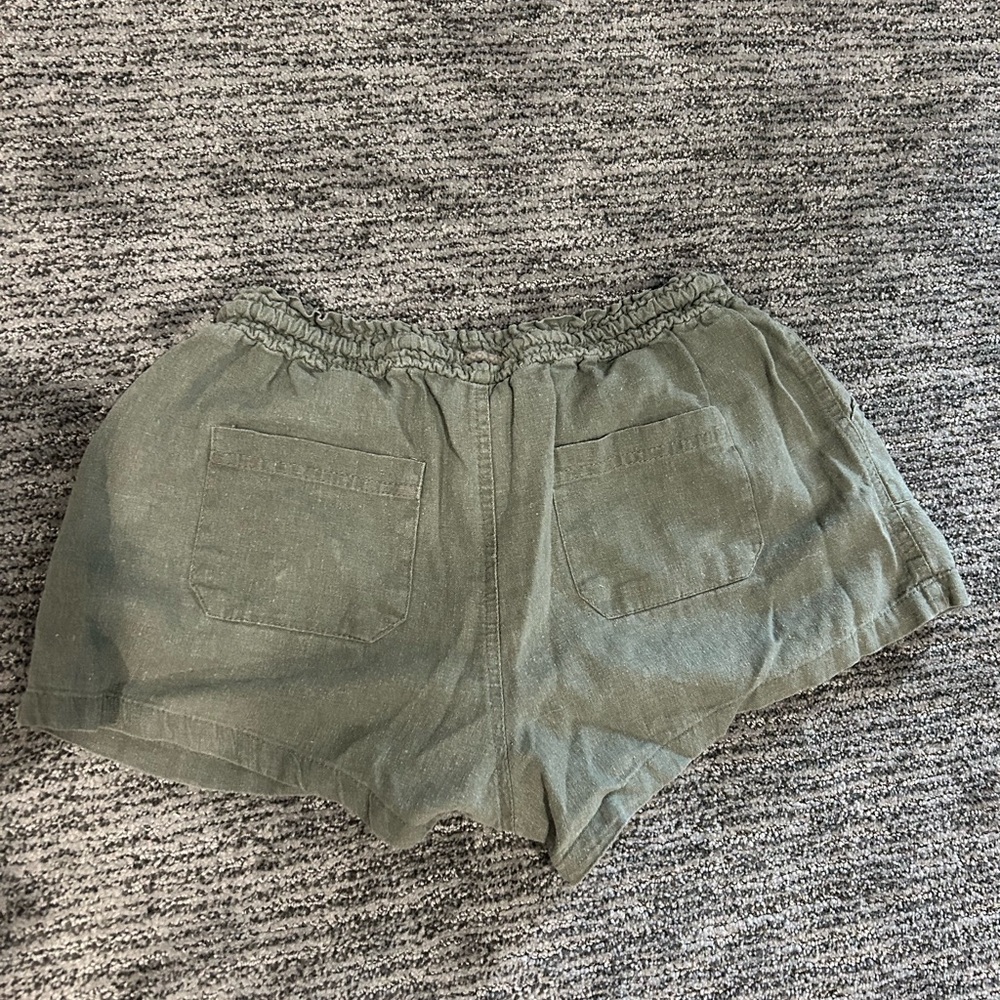 Olive Green Women's linen Shorts